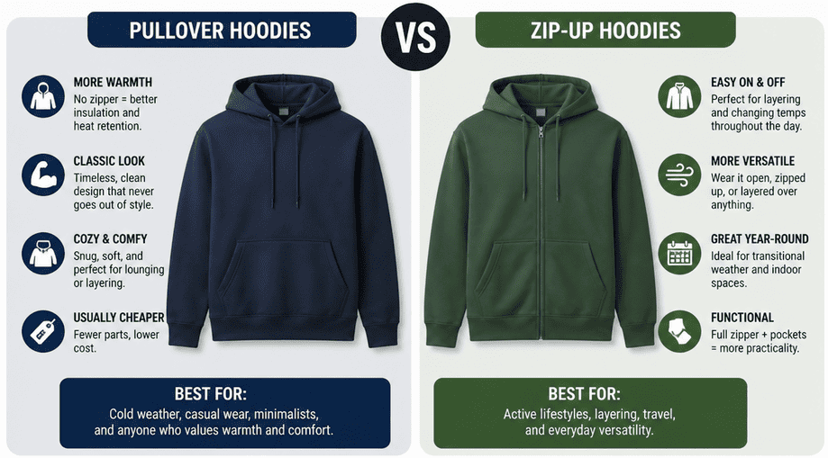 Pullover vs Zip-Up Hoodies: Which One Should You Actually Buy?